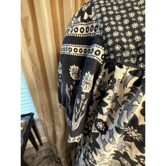 Vtg La Cera Hand-Painted Floral Muumuu Midi Dress XL Cotton Cottage Core Read - Picture 4 of 11